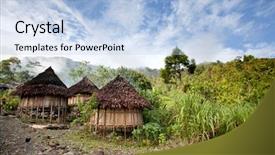  Presentation with papua indonesia - Presentation having mountain village in papua indonesia background and a light blue colored foreground
