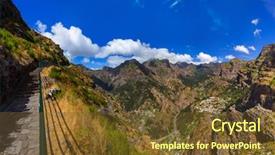  Presentation with mountain - Colorful theme enhanced with mountain village in madeira portugal backdrop and a  colored foreground