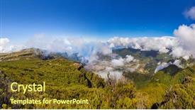  Presentation with village - PPT theme consisting of mountain village in madeira portugal background and a tawny brown colored foreground