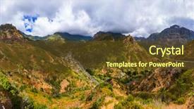  Presentation with mountain praise - Beautiful slide set featuring mountain village in madeira portugal backdrop and a tawny brown colored foreground