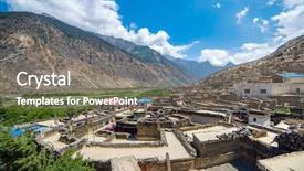  Presentation with nepal - Amazing presentation theme having mountain village marpha on the annapurna circuit trek in the himalayas nepal backdrop and a gray colored foreground