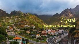  Presentation with aqua - PPT layouts consisting of mountain-village-serra-de-aqua background and a tawny brown colored foreground