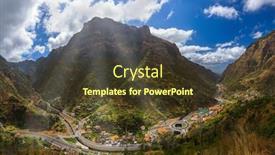  Presentation with aqua - Presentation theme consisting of mountain-village-serra-de-aqua background and a tawny brown colored foreground