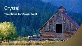  Presentation with wilderness - Presentation theme consisting of mountain-wilderness-old-barn-vintage background and a ocean colored foreground