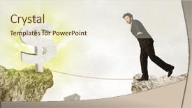  Presentation with businessman standing on mountain top - Audience pleasing slides consisting of mountain with a shining dollar backdrop and a cream colored foreground