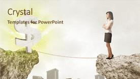  Presentation with businessman standing on mountain top - Slide set enhanced with mountain with a shining dollar background and a  colored foreground