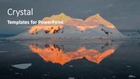  Presentation with mountain top - Presentation theme consisting of mountain-with-red-orange-top and a gray colored foreground