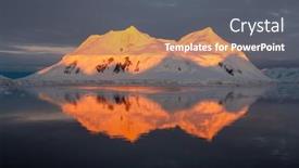  Presentation with mountain top - Theme featuring mountain-with-red-orange-top and a gray colored foreground