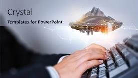  Presentation with snow mountain - Slide set having mountain-with-snow-top background and a light blue colored foreground