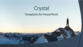  Presentation with mountain - Colorful presentation enhanced with mountaineer at peak of mountain backdrop and a sky blue colored foreground