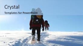  Presentation with silhoutte married couples on the mountain - Slides featuring mountaineer guide - backpackers in winter mountain background and a  colored foreground