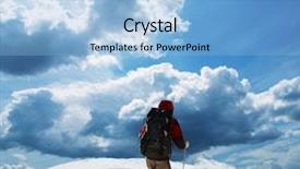  Presentation with motivation climb - Presentation having mountaineer guide - climb on snowy peak background and a  colored foreground