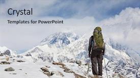  Presentation with mountain climb motivational - Slide deck consisting of mountaineer guide - climber in himalayan mountain background and a light blue colored foreground