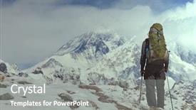 Presentation with mountain climb motivational - Cool new presentation theme with mountaineer guide - climber in himalayan mountain backdrop and a  colored foreground