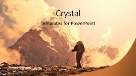  Presentation with mountain - Slides having mountaineer guide - climber in himalayan mountain background and a  colored foreground