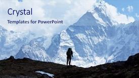  Presentation with mountain - Cool new PPT theme with mountaineer guide - climber in himalayan mountain backdrop and a sky blue colored foreground