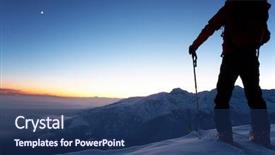  Presentation with backcountry - Presentation theme consisting of mountaineer guide - dusk a brave backcountry skier background and a ocean colored foreground