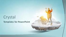  Presentation with mountain top - Presentation theme enhanced with mountaineer-reaches-the-top background and a sky blue colored foreground