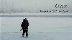  Presentation with adventure - PPT theme consisting of mountaineer-ready-for-adventure-mixed background and a light gray colored foreground