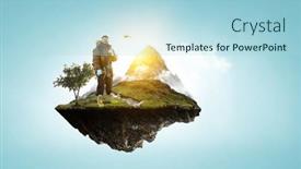  Presentation with adventure - Presentation theme enhanced with mountaineer-ready-for-adventure-mixed background and a light blue colored foreground