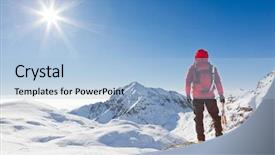  Presentation with western - Audience pleasing slides consisting of mountaineering - climber looking at a snowy backdrop and a light blue colored foreground