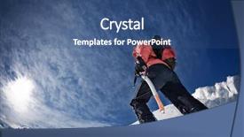  Presentation with west - PPT theme consisting of mountaineering - climber on a snowy ridge background and a ocean colored foreground