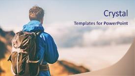  Presentation with lifestyle - Audience pleasing theme consisting of mountaineering - hiker travel lifestyle young man backdrop and a lemonade colored foreground