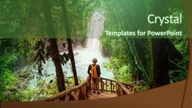  Presentation with central america - Cool new slide deck with mountaineering - hiking in green tropical jungle backdrop and a forest green colored foreground