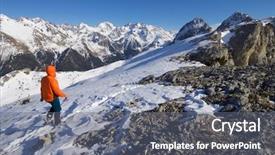  Presentation with sneak peak - Colorful PPT theme enhanced with mountaineering - mountaineer against foratata peak backdrop and a gray colored foreground