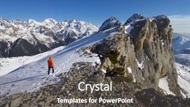  Presentation with spain - PPT theme featuring mountaineering - mountaineer against foratata peak background and a dark gray colored foreground