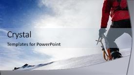 Presentation with effort - Colorful PPT layouts enhanced with mountaineering - mountaineer arrive at the top backdrop and a light blue colored foreground