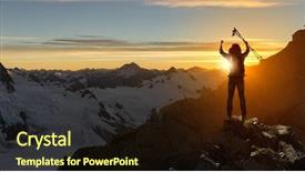  Presentation with natural - Colorful slide deck enhanced with mountaineering - mountaineer at peak of mountain backdrop and a wine colored foreground