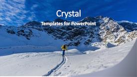  Presentation with backcountry - Theme with mountaineering - mountaineer backcountry ski walking up background and a ocean colored foreground