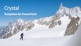  Presentation with mont blanc - Amazing theme having mountaineering - mountaineer exploring a glacier backdrop and a teal colored foreground