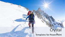  Presentation with alps - Cool new presentation with mountaineering - mountaineers climb a snowy peak backdrop and a light blue colored foreground