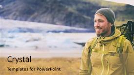  Presentation with winter weather - Cool new slides with mountaineering - winter hike on snow mountain backdrop and a coral colored foreground