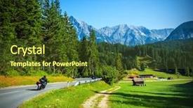  Presentation with bikers - Amazing PPT theme having mountainous road touring across backdrop and a  colored foreground