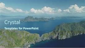  Presentation with cinematic - PPT layouts consisting of mountainous-tropical-islands-at-ocean background and a ocean colored foreground