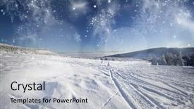  Presentation with snow covered trees and falling - Slides consisting of mountains - magic christmas snowy background background and a  colored foreground