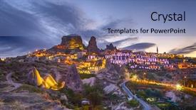  Presentation with cappadocia - Audience pleasing PPT layouts consisting of mountains after twilight cappadocia turkey backdrop and a teal colored foreground