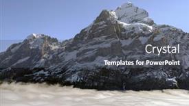  Presentation with natural - PPT layouts featuring mountains-and-clouds background and a dark gray colored foreground