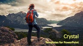  Presentation with backpack - Amazing presentation having mountains and lakes patagonia argentina backdrop and a wine colored foreground