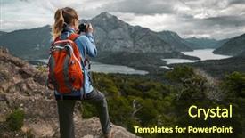  Presentation with backpack - PPT layouts featuring mountains and lakes patagonia argentina background and a wine colored foreground