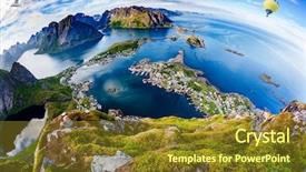  Presentation with norway - Amazing slides having mountains and peaks open sea backdrop and a tawny brown colored foreground