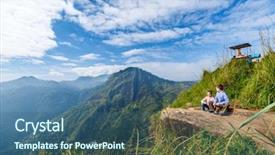  Presentation with tea plantation - PPT theme having mountains and tea plantation background and a ocean colored foreground