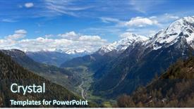  Presentation with top view of appetizing fresh - Colorful PPT theme enhanced with mountains and valley with road backdrop and a ocean colored foreground