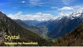  Presentation with switzerland - Colorful slide set enhanced with mountains and valley with road backdrop and a tawny brown colored foreground