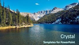  Presentation with rock climbing to top of mountain - PPT theme enhanced with mountains around at autumn rocky background and a ocean colored foreground