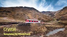  Presentation with pink river - Beautiful slides featuring mountains at the river bank backdrop and a tawny brown colored foreground