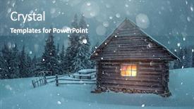  Presentation with bokeh effect blue light - Theme having mountains christmas holiday postcard collage background and a seafoam green colored foreground